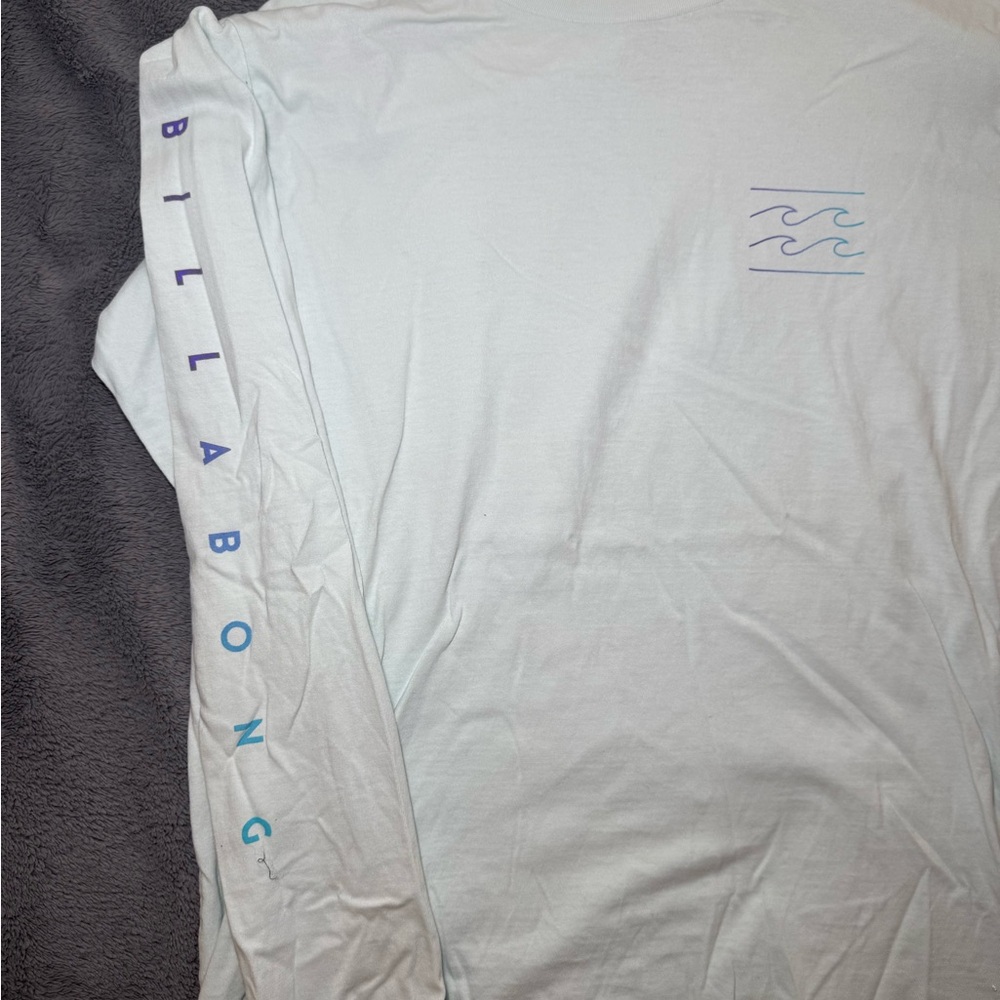 Billabong Men's Long-Sleeve Tee in Light Aqua with Blue Logo